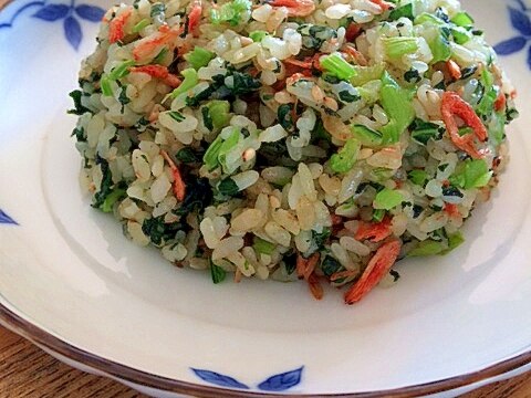 小松菜と干し海老の炒飯
